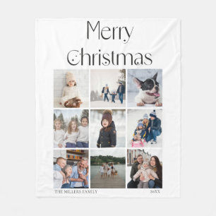9枚の写真をエレガントに配置したクリスマスデザイン フリースブランケット