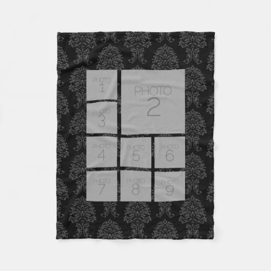 9枚の写真カスタムでフォトコラージュを作成 フリースブランケット (正面)