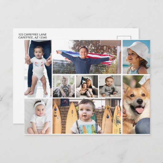 9枚の写真コラージュ ポストカード (正面/裏面)