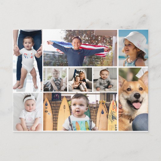 9枚の写真コラージュ ポストカード (正面)
