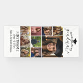 9枚の写真コラージュ 卒業式 モダン ミニマル ホワイト 横断幕 (横)