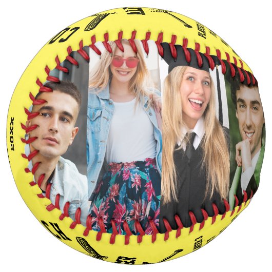 9枚の写真パーソナライズされたとプレイヤーの名前を持つコーチ ソフトボール (正面左)