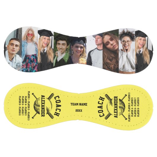 9枚の写真パーソナライズされたとプレイヤーの名前を持つコーチ ソフトボール (パネル)