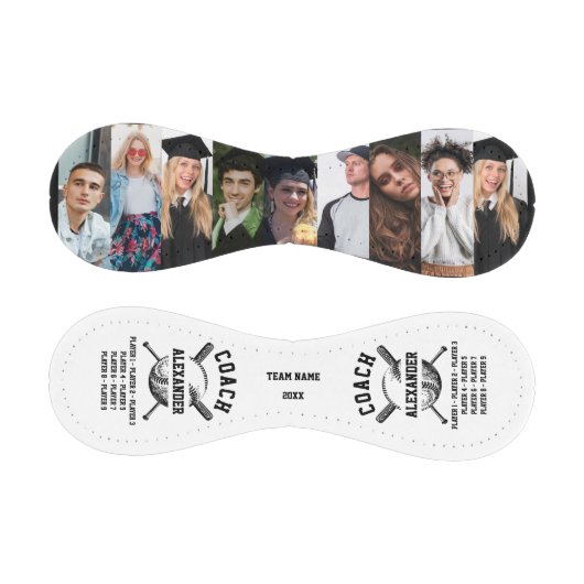 9枚の写真パーソナライズされたとプレイヤーの名前を持つコーチ 野球ボール (パネル)