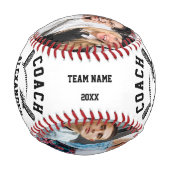 9枚の写真パーソナライズされたとプレイヤーの名前を持つコーチ 野球ボール (裏面)