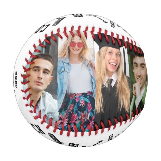 9枚の写真パーソナライズされたとプレイヤーの名前を持つコーチ 野球ボール (正面左)