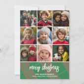 9枚の写真縁ど- Merry Christmas Plaid シーズンカード (正面)