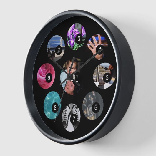 9枚の画像で簡単に自分の写真をデコレーション 壁時計 (傾斜)
