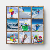 9枚グリッドコラージュ レトロな木目 フォトプラーク (正面)
