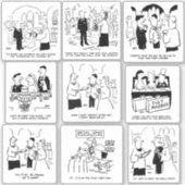 9枚組の面白い結婚式の漫画 シール (正面)