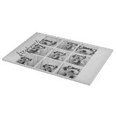 9正方形フォトコラージュ – 白黒 カッティングボード (角)