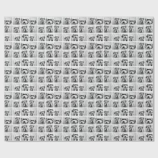 9正方形フォトコラージュ – 白黒 ラッピングペーパー (フラット)
