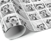 9正方形フォトコラージュ – 白黒 ラッピングペーパー (ロールコーナー)