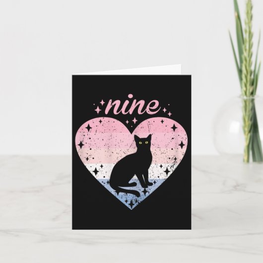 9歳かわいい猫誕生日ガール9th B-day カード (正面)