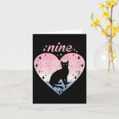 9歳かわいい猫誕生日ガール9th B-day カード (黄色い花)