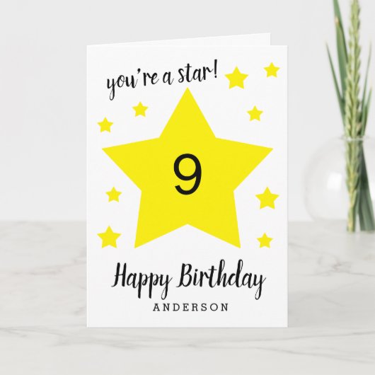 9歳のお誕生日おめでとう カード (正面)