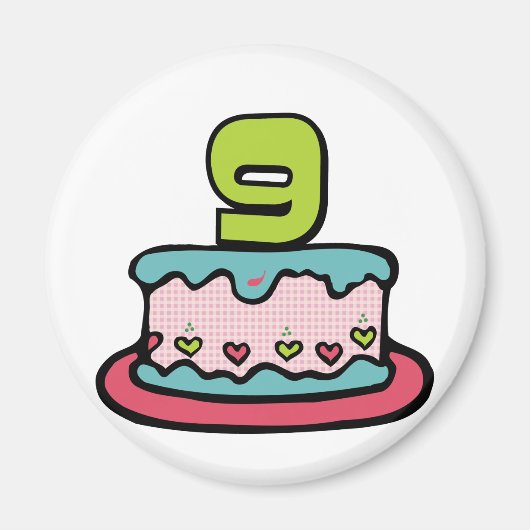 9歳のお誕生日ケーキ マグネット (正面)