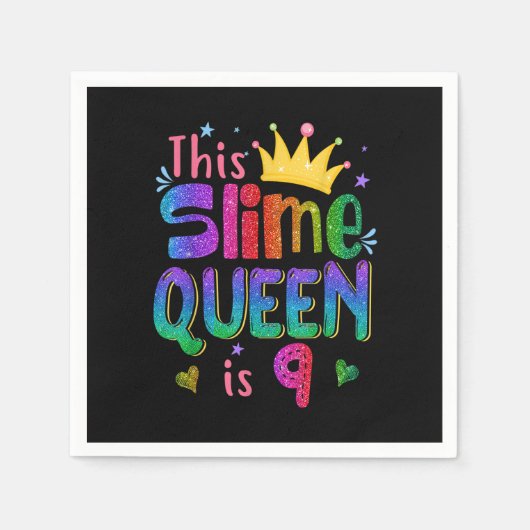 9歳のギフトこのスライムクイーンは9誕生日G スタンダードカクテルナプキン (正面)