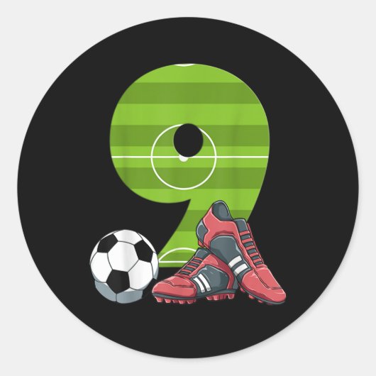 9歳のギフトダビング男の子サッカー選手9位 ラウンドシール (正面)