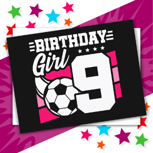 9歳のサッカーパーティー 誕生日ガール ポストカード
