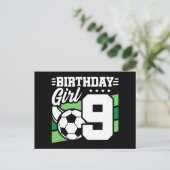 9歳のサッカーパーティー 誕生日ガール ポストカード (スタンド正面)