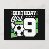 9歳のサッカーパーティー 誕生日ガール ポストカード (正面)