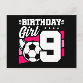 9歳のサッカーパーティー 誕生日ガール 9歳の誕生日 ポストカード (正面)