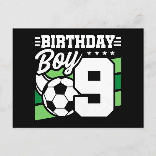 9歳のサッカーパーティー 誕生日ボーイ ポストカード (正面)