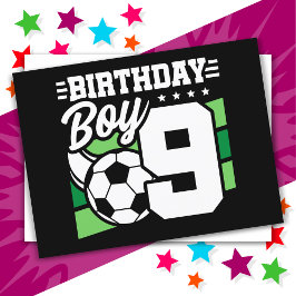 9歳のサッカーパーティー 誕生日ボーイ ポストカード
