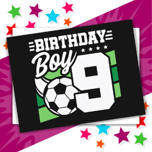 9歳のサッカーパーティー 誕生日ボーイ 9歳の誕生日 ポストカード