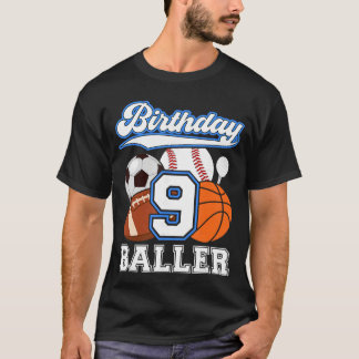 9歳のスポーツ誕生日パーティー 9歳の男の子の誕生日 Tシャツ