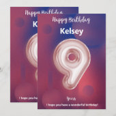9歳のハッピーバースデーカード (正面/裏面)