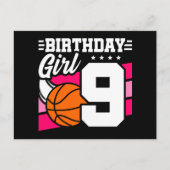 9歳のバスケットボールパーティー 9歳の誕生日 女の子 ポストカード (正面)