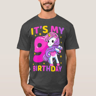 9歳のユニコーン浮き9th誕生日パーティーGi Tシャツ