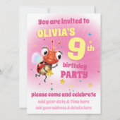 9歳の女の子のカスタム誕生日パーティー招待状 招待状 (裏面)