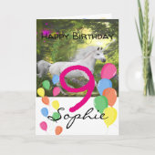 9歳の女の子のユニコーンバースデーカード カード (正面)