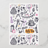 9歳の女の子の誕生日の招待 箔招待状 (裏面)