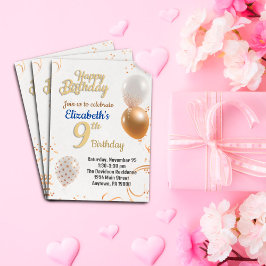 9歳の女の子の誕生日の招待 箔招待状