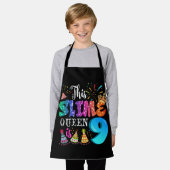 9歳の女の子の9歳の女の子のヌメリクイーンの誕生日 エプロン (着用した状態)