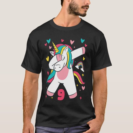 9歳の女の子10代ダビングUnicorn 9年生 Tシャツ (正面)