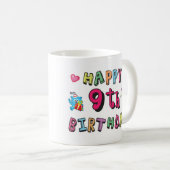 9歳の子供B日のための幸せな9誕生日 コーヒーマグカップ (正面右)