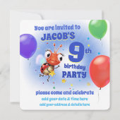 9歳の男の子のカスタム誕生日パーティー招待状 招待状 (裏面)
