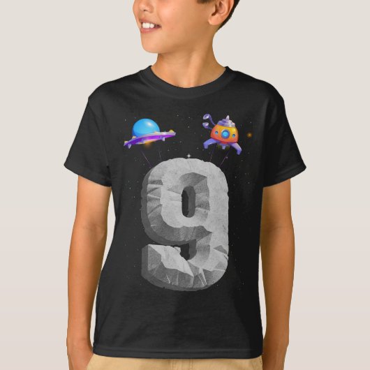 9歳の男の子9誕生日ボーイギフト宇宙飛行士 Tシャツ (正面)