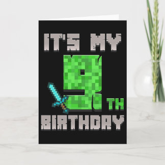 9歳の誕生日おめでとうゲーマーピクセルTシャツ 誕生日ボーイ カード