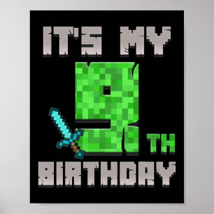 9歳の誕生日おめでとうゲーマーピクセルTシャツ 誕生日ボーイ ポスター