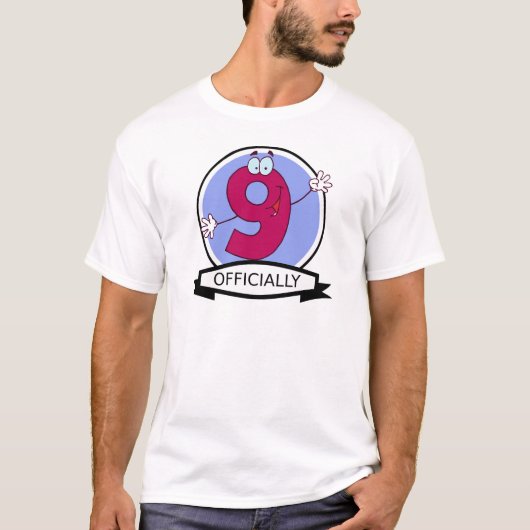 9歳の誕生日おめでとうバナー Tシャツ (正面)