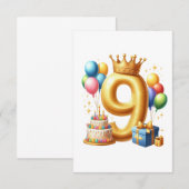 9歳の誕生日おめでとう エンクロージャーカード (正面/裏面)