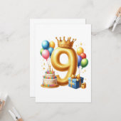 9歳の誕生日おめでとう カード (正面/裏面インサイチュ)
