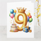 9歳の誕生日おめでとう カード (黄色い花)