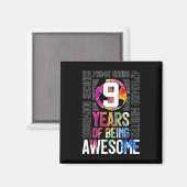 9歳の誕生日おめでとう サッカー好きな子供たちへ マグネット (正面/裏面)